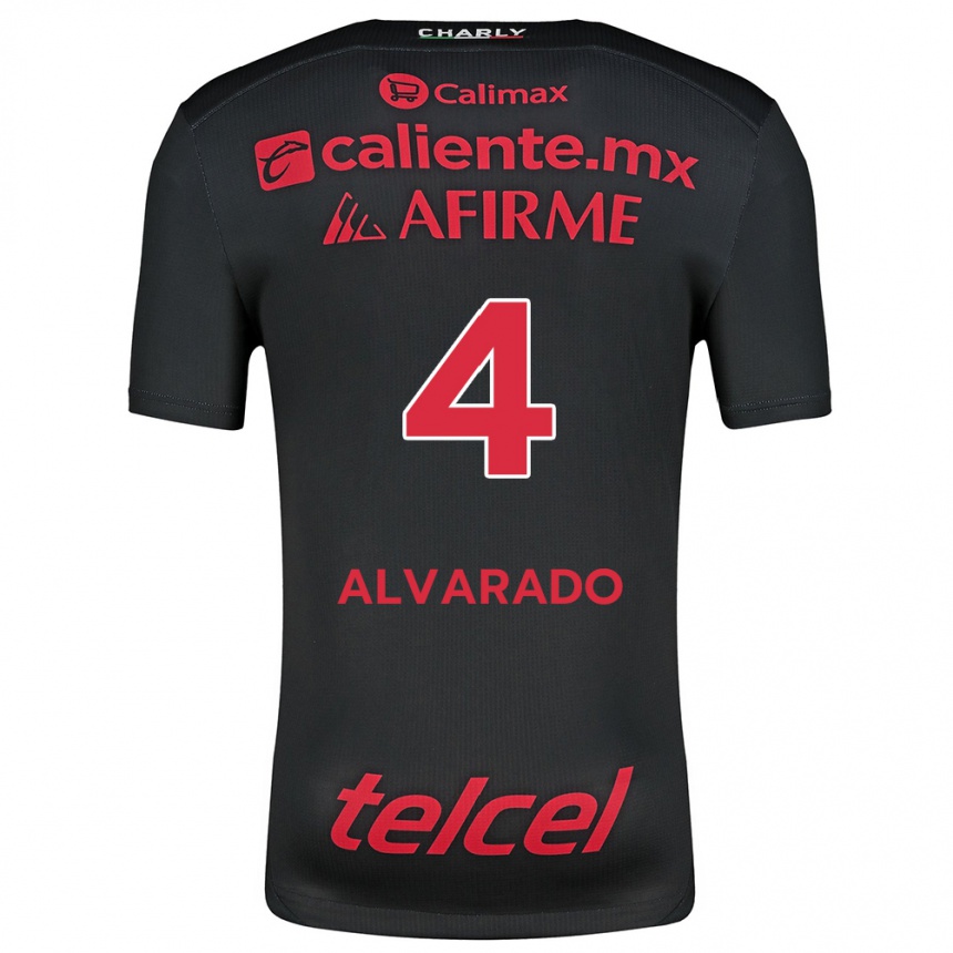 Niño Fútbol Camiseta Mónica Alvarado #4 Negro Rojo 1ª Equipación 2024/25