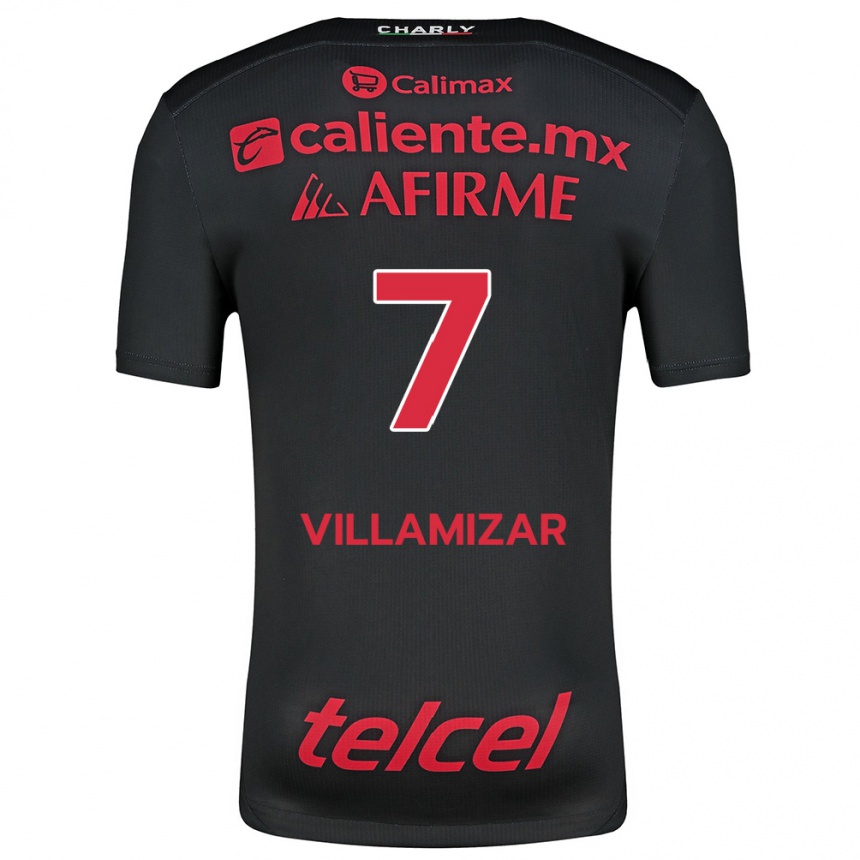 Niño Fútbol Camiseta Paola Villamizar #7 Negro Rojo 1ª Equipación 2024/25