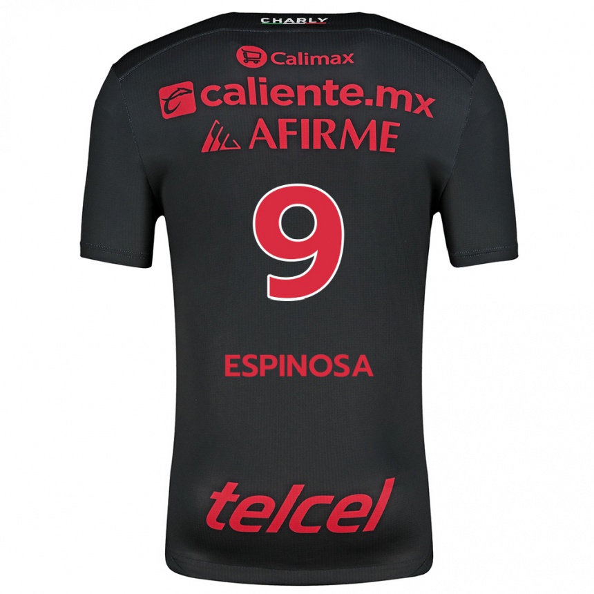 Niño Fútbol Camiseta Daniela Espinosa #9 Negro Rojo 1ª Equipación 2024/25