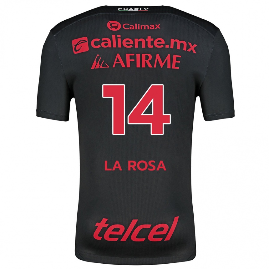 Niño Fútbol Camiseta Joselyn De La Rosa #14 Negro Rojo 1ª Equipación 2024/25