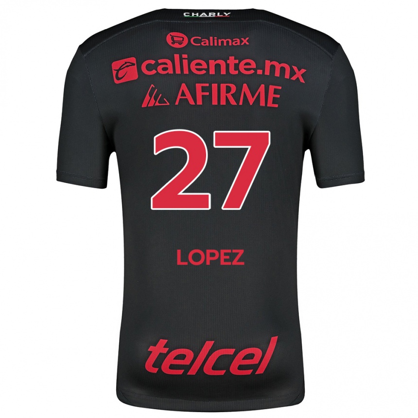 Niño Fútbol Camiseta Victoria López #27 Negro Rojo 1ª Equipación 2024/25