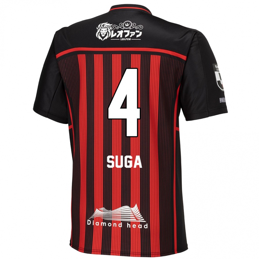 Niño Fútbol Camiseta Daiki Suga #4 Negro Rojo 1ª Equipación 2024/25