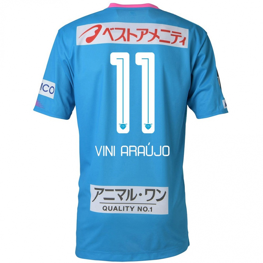 Niño Fútbol Camiseta Vinícius Araújo #11 Azul Rosado 1ª Equipación 2024/25