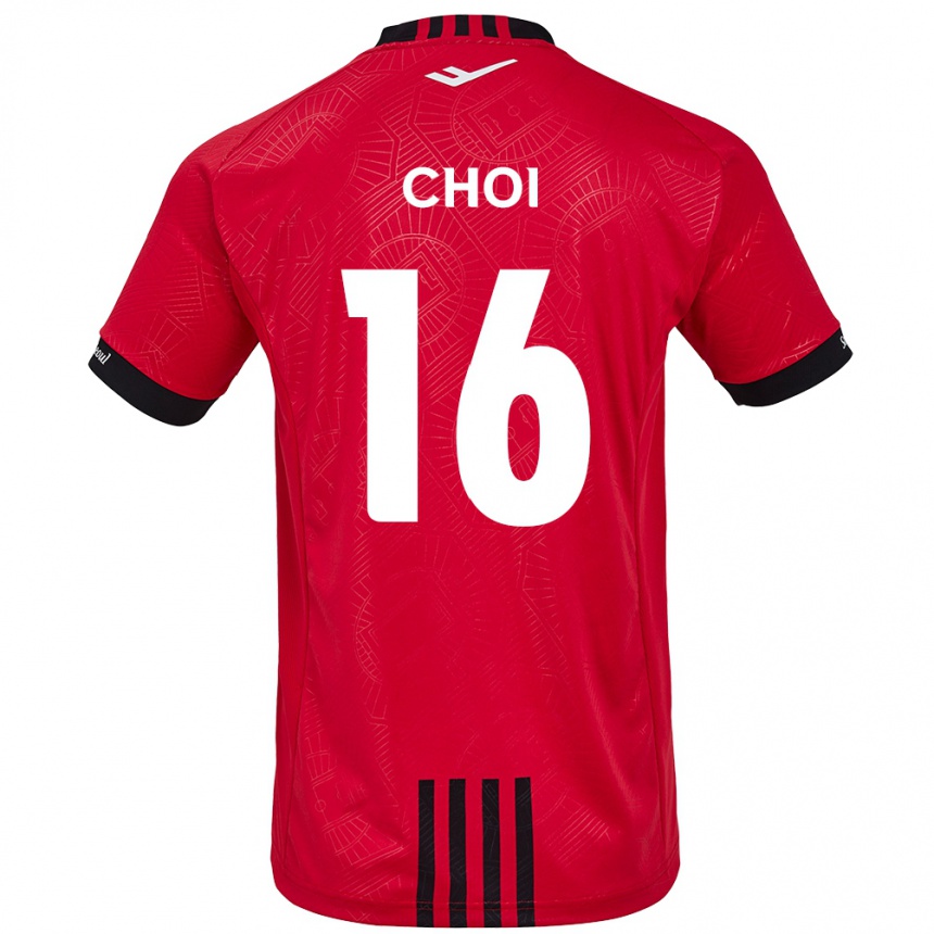 Niño Fútbol Camiseta Jun Choi #16 Negro Rojo 1ª Equipación 2024/25