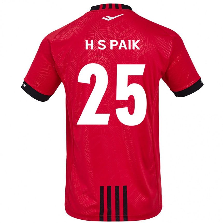 Niño Fútbol Camiseta Sang-Hoon Paik #25 Negro Rojo 1ª Equipación 2024/25