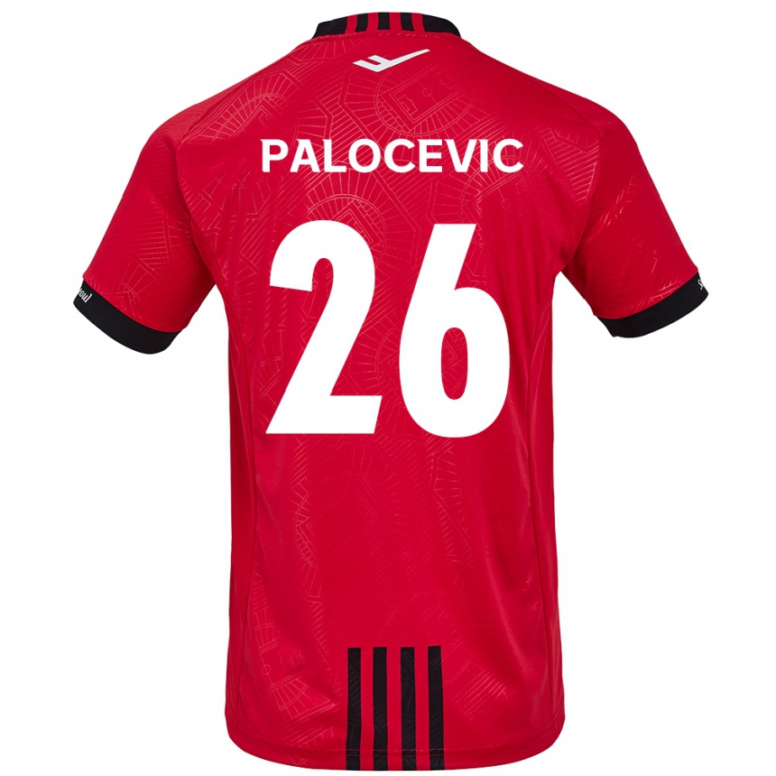 Niño Fútbol Camiseta Aleksandar Palocevic #26 Negro Rojo 1ª Equipación 2024/25