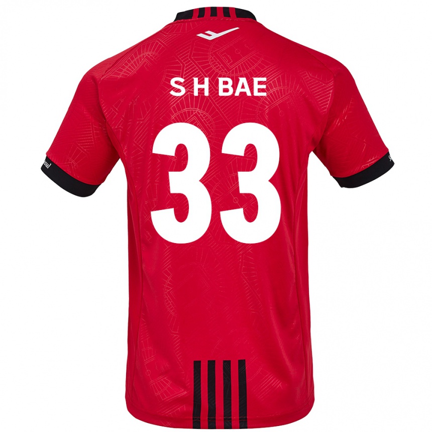 Niño Fútbol Camiseta Hyun-Seo Bae #33 Negro Rojo 1ª Equipación 2024/25