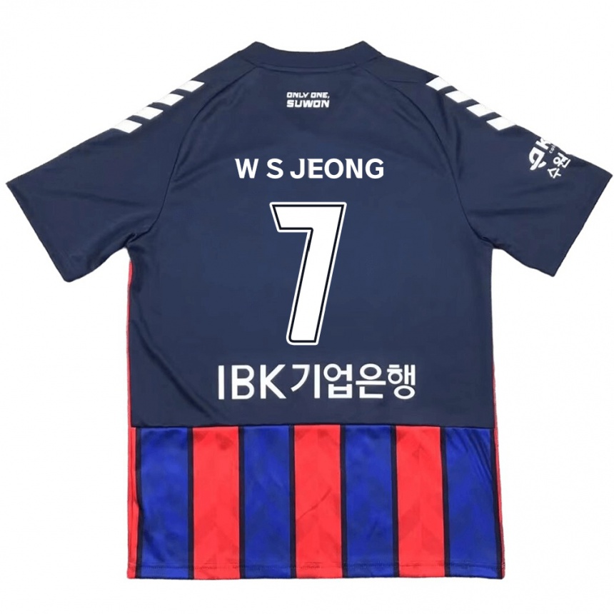 Niño Fútbol Camiseta Seung-Won Jeong #7 Azul Rojo 1ª Equipación 2024/25