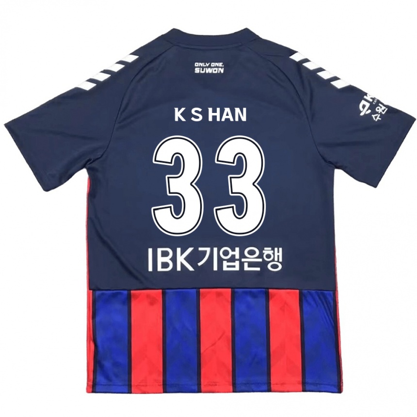 Niño Fútbol Camiseta Sang-Kyu Han #33 Azul Rojo 1ª Equipación 2024/25