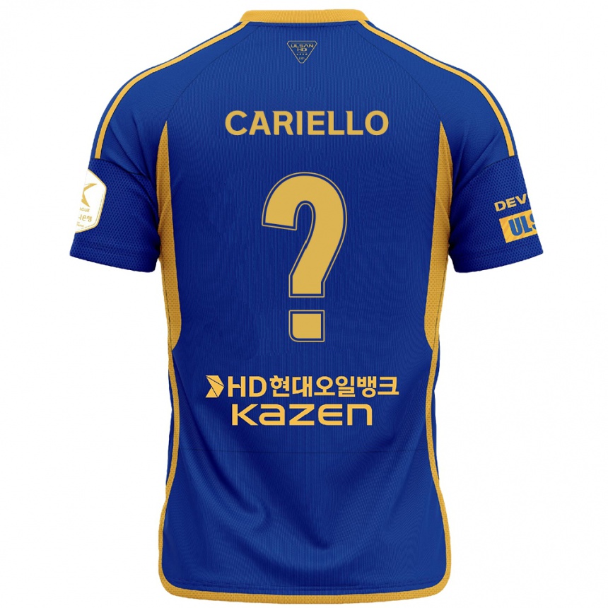 Niño Fútbol Camiseta Yago Cariello #0 Azul Amarillo 1ª Equipación 2024/25