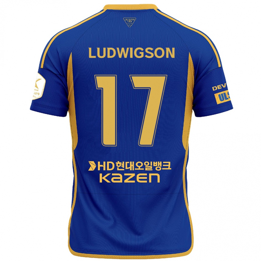 Niño Fútbol Camiseta Gustav Ludwigson #17 Azul Amarillo 1ª Equipación 2024/25