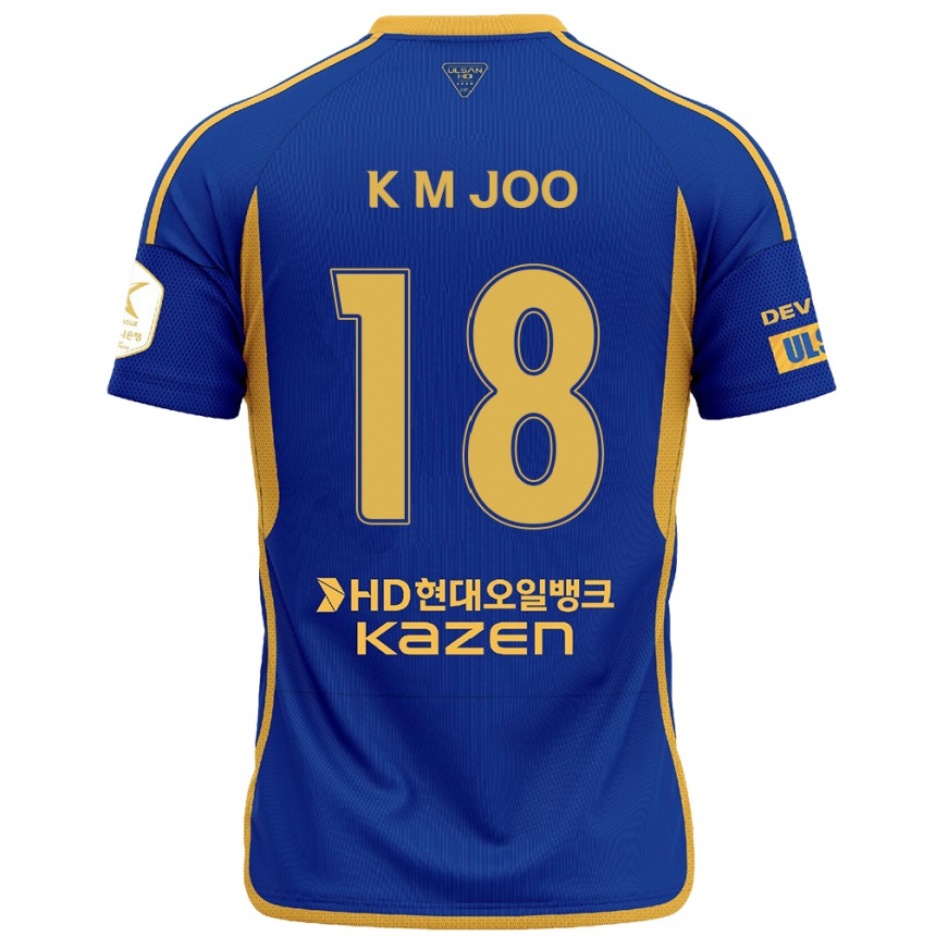 Niño Fútbol Camiseta Min-Kyu Joo #18 Azul Amarillo 1ª Equipación 2024/25