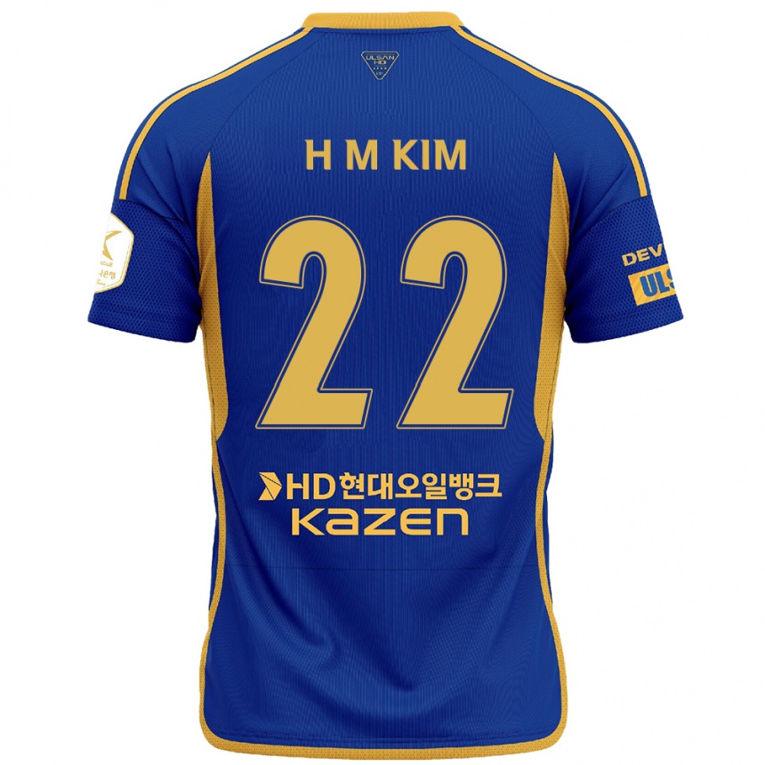 Niño Fútbol Camiseta Min-Hyuk Kim #22 Azul Amarillo 1ª Equipación 2024/25