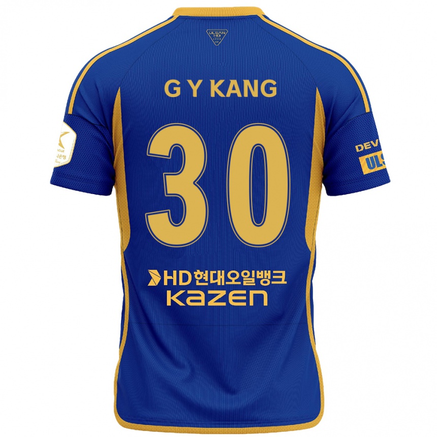 Niño Fútbol Camiseta Yun-Gu Kang #30 Azul Amarillo 1ª Equipación 2024/25