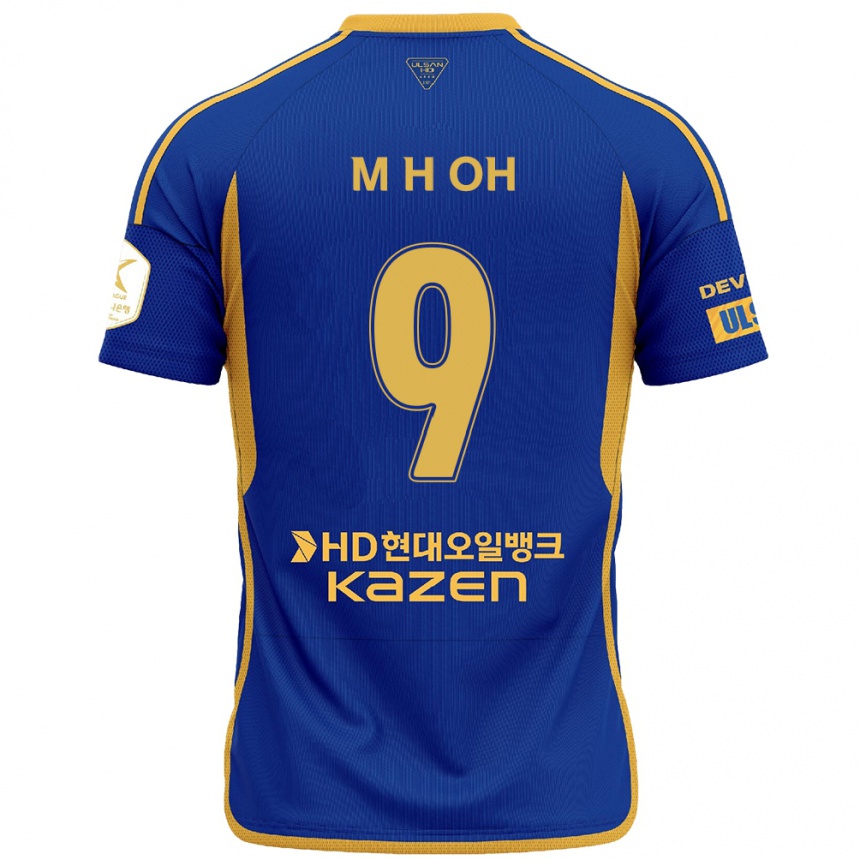 Niño Fútbol Camiseta Hyun-Min Oh #9 Azul Amarillo 1ª Equipación 2024/25