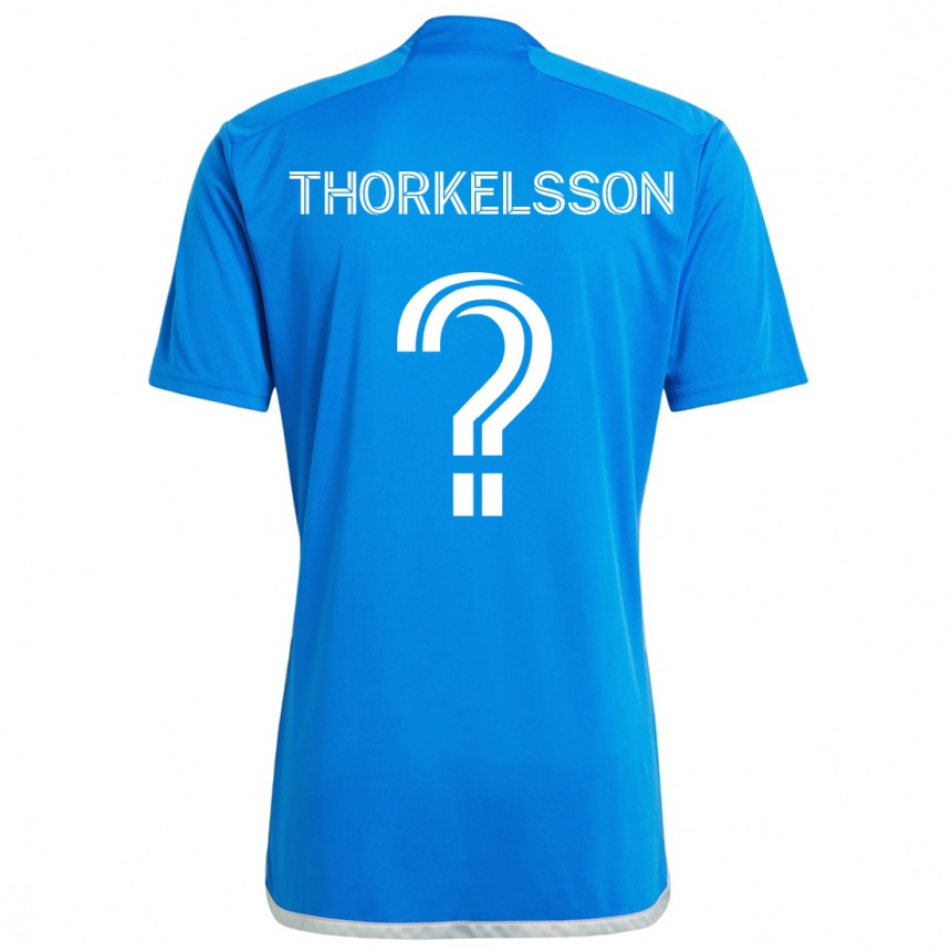 Niño Fútbol Camiseta Róbert Orri Thorkelsson #0 Azul Blanco 1ª Equipación 2024/25