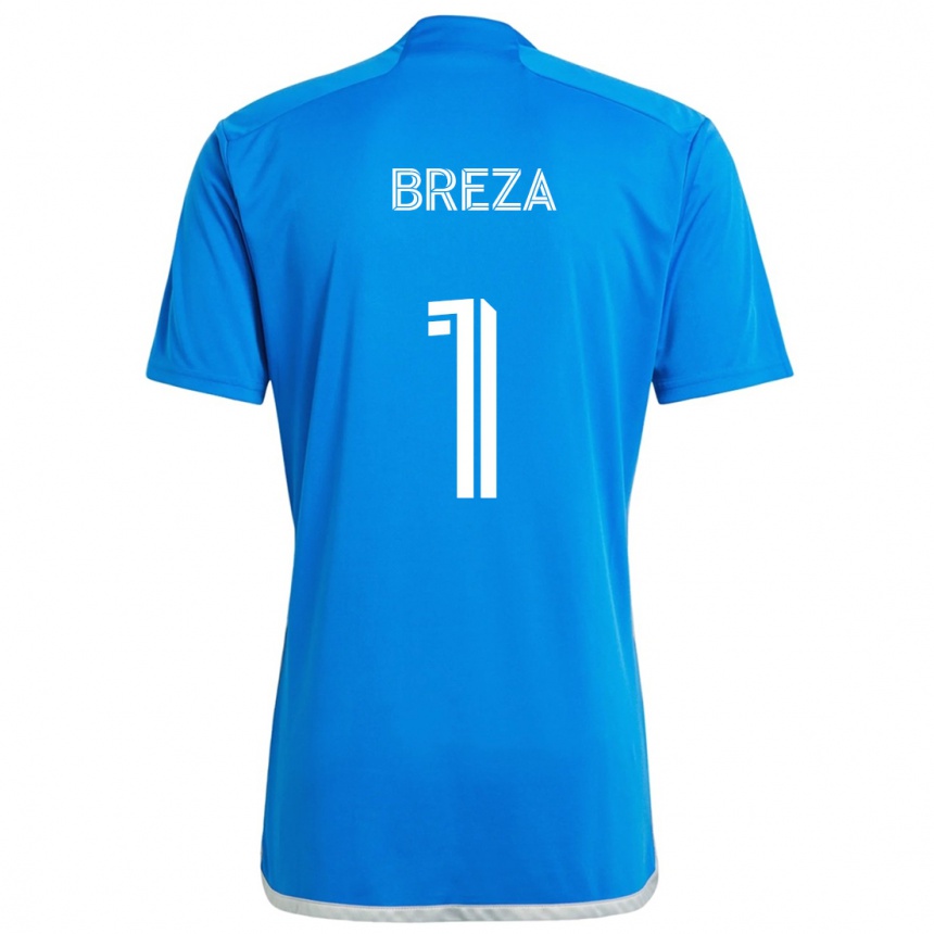 Niño Fútbol Camiseta Sebastian Breza #1 Azul Blanco 1ª Equipación 2024/25