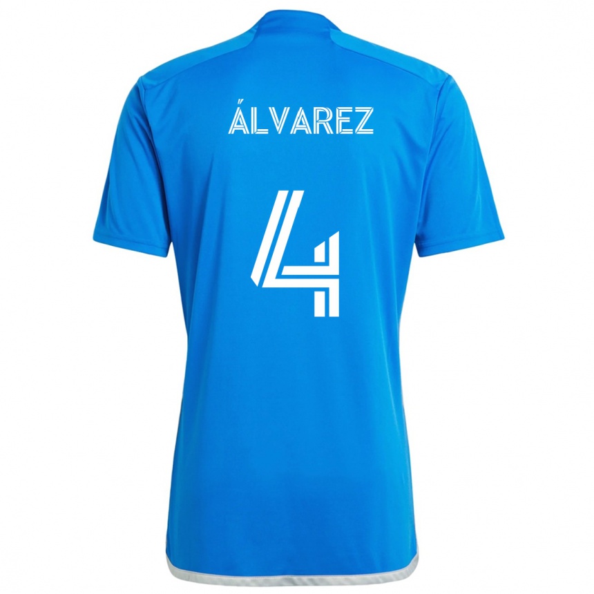 Niño Fútbol Camiseta Fernando Álvarez #4 Azul Blanco 1ª Equipación 2024/25