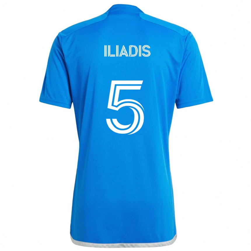 Niño Fútbol Camiseta Ilias Iliadis #5 Azul Blanco 1ª Equipación 2024/25