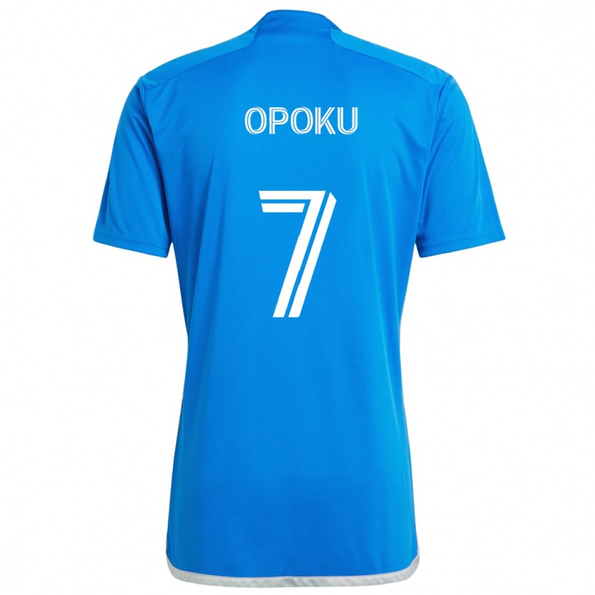 Niño Fútbol Camiseta Kwadwo Opoku #7 Azul Blanco 1ª Equipación 2024/25