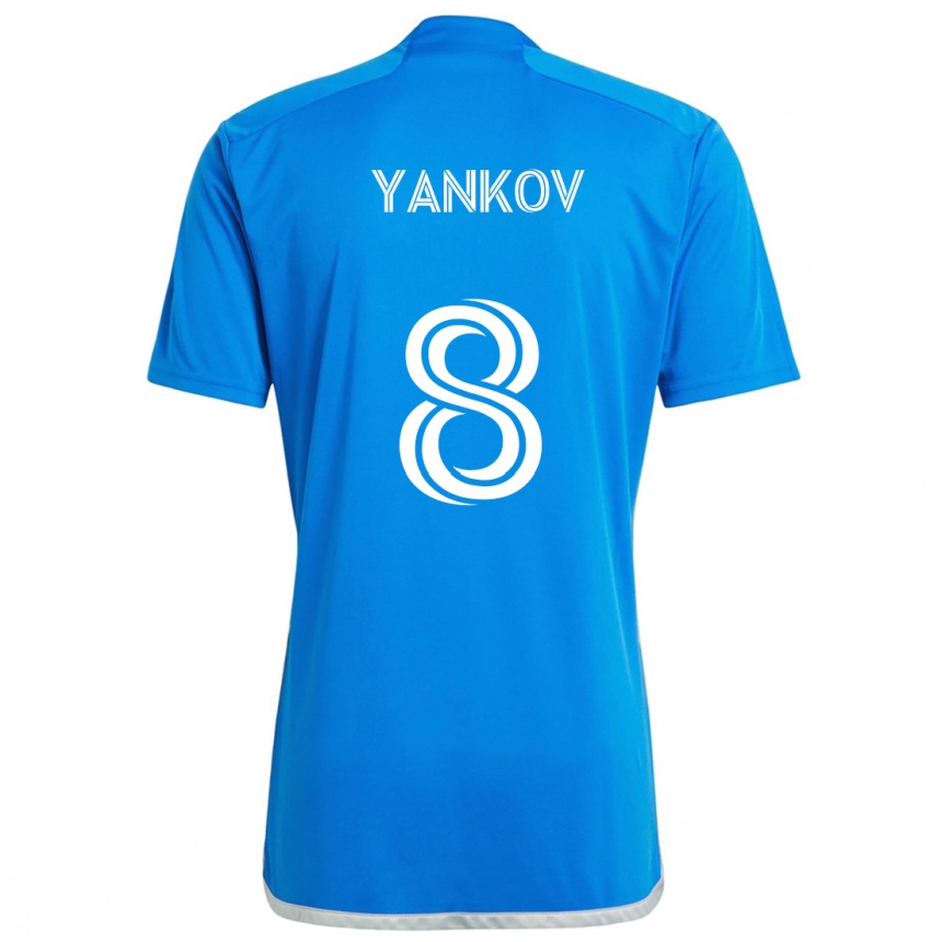 Niño Fútbol Camiseta Dominik Yankov #8 Azul Blanco 1ª Equipación 2024/25