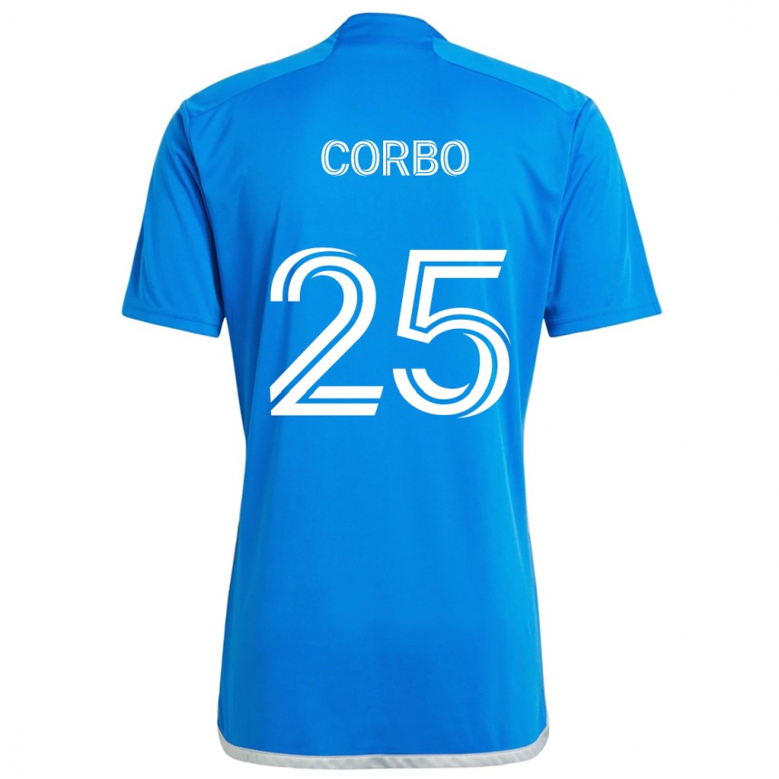 Niño Fútbol Camiseta Gabriele Corbo #25 Azul Blanco 1ª Equipación 2024/25