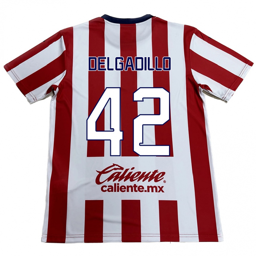 Niño Fútbol Camiseta Diego Delgadillo #42 Rojo Blanco 1ª Equipación 2024/25