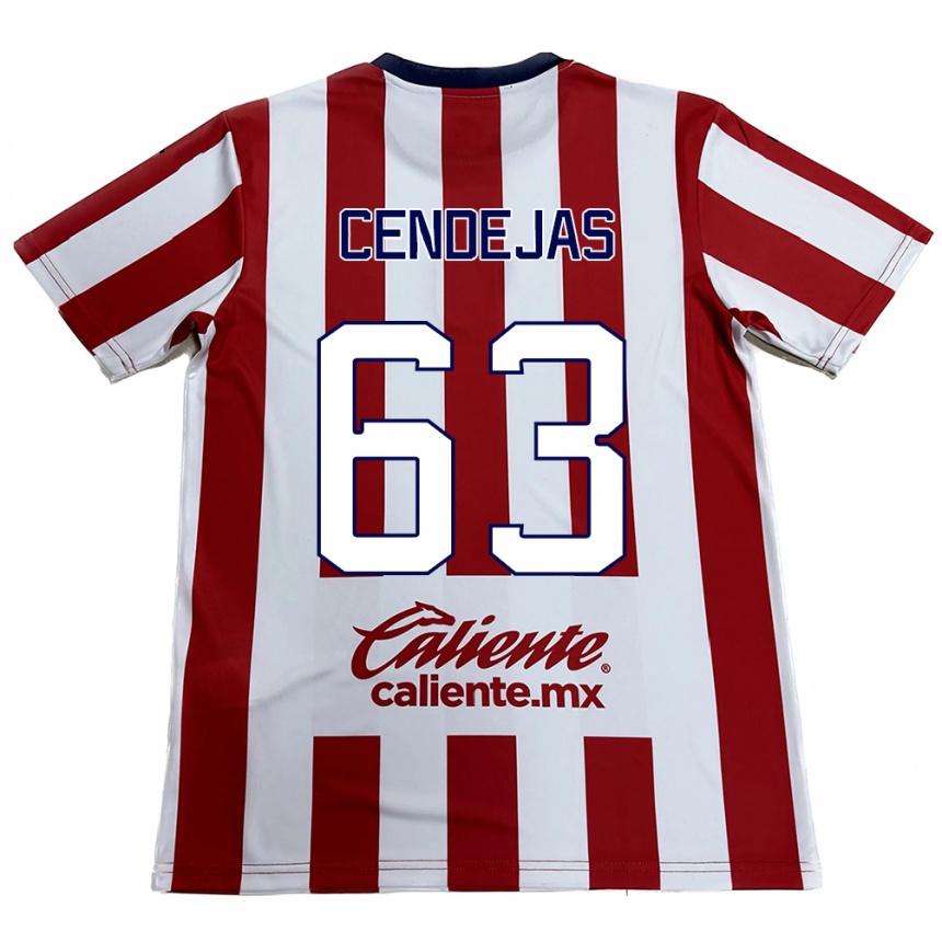 Niño Fútbol Camiseta Matías Cendejas #63 Rojo Blanco 1ª Equipación 2024/25