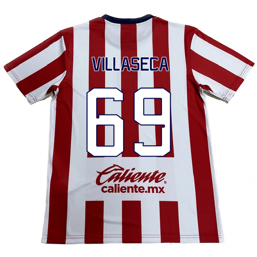 Niño Fútbol Camiseta Daniel Villaseca #69 Rojo Blanco 1ª Equipación 2024/25