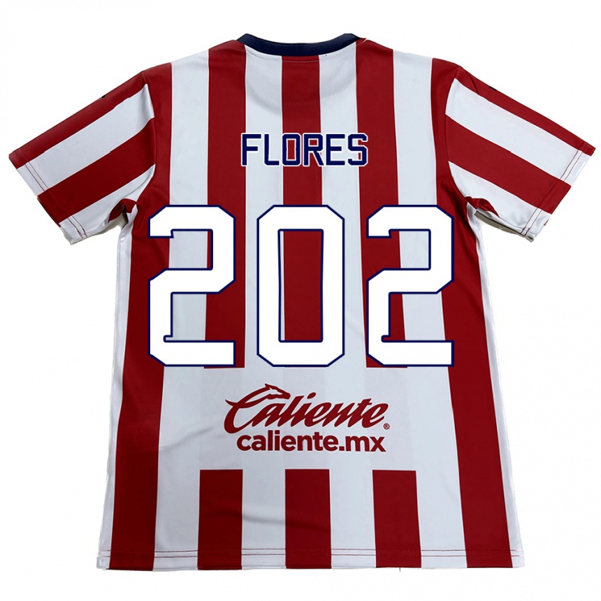 Niño Fútbol Camiseta Daniel Flores #202 Rojo Blanco 1ª Equipación 2024/25