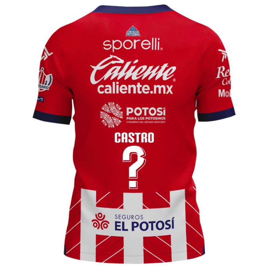 Niño Fútbol Camiseta Juan Castro #0 Rojo Blanco 1ª Equipación 2024/25