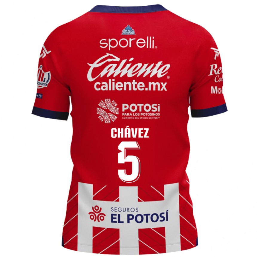 Niño Fútbol Camiseta Ricardo Chávez #5 Rojo Blanco 1ª Equipación 2024/25