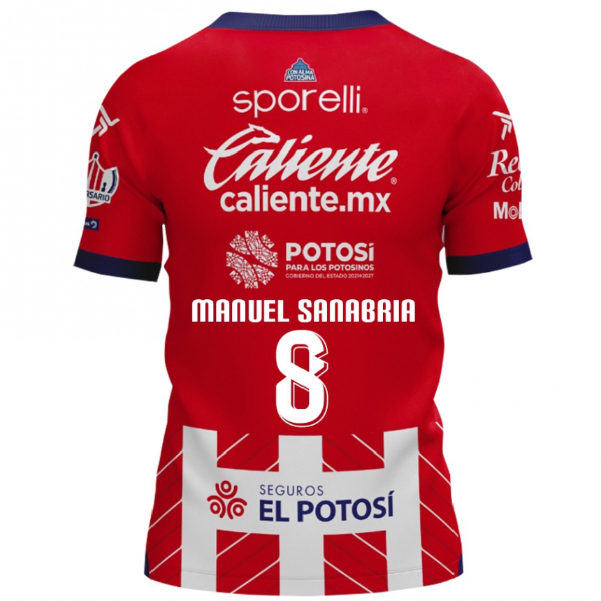 Niño Fútbol Camiseta Juan Manuel Sanabria #8 Rojo Blanco 1ª Equipación 2024/25