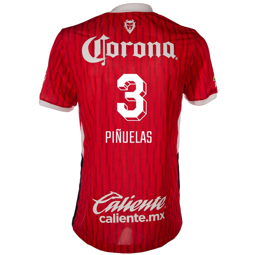 Niño Fútbol Camiseta Fernando Piñuelas #3 Rojo Blanco 1ª Equipación 2024/25