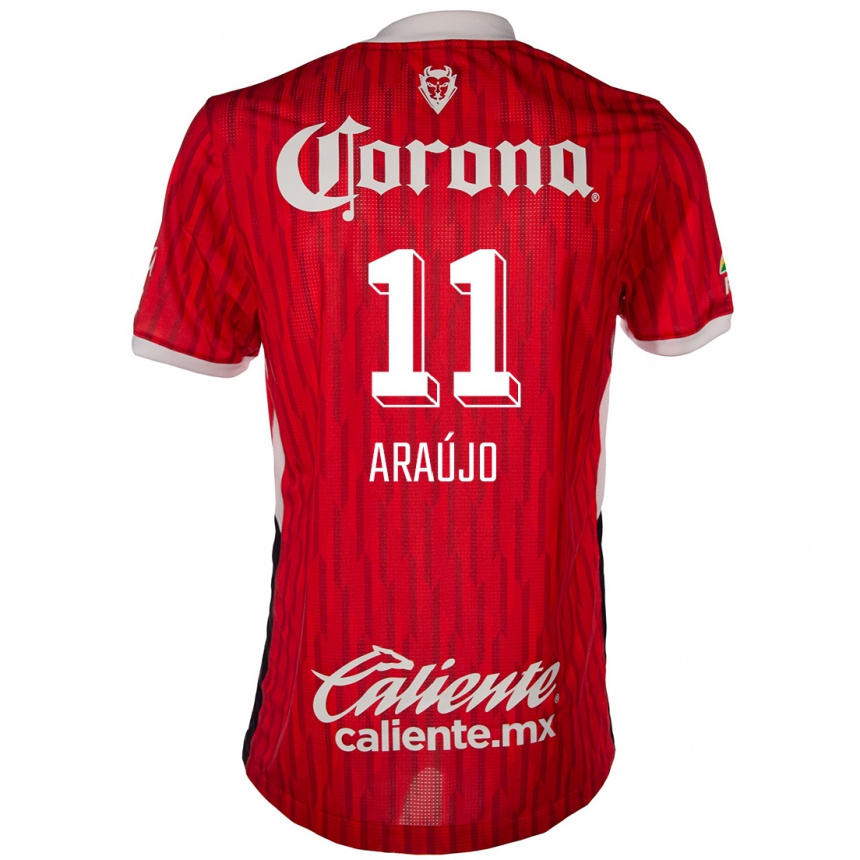 Niño Fútbol Camiseta Maximiliano Araújo #11 Rojo Blanco 1ª Equipación 2024/25