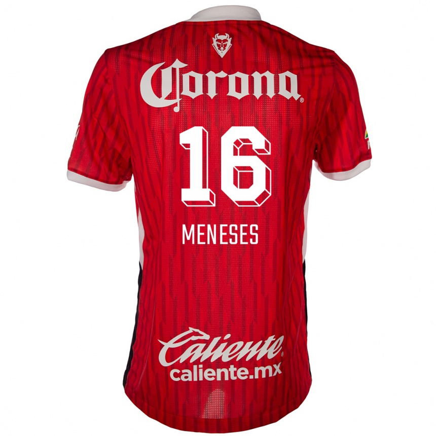 Niño Fútbol Camiseta Jean Meneses #16 Rojo Blanco 1ª Equipación 2024/25