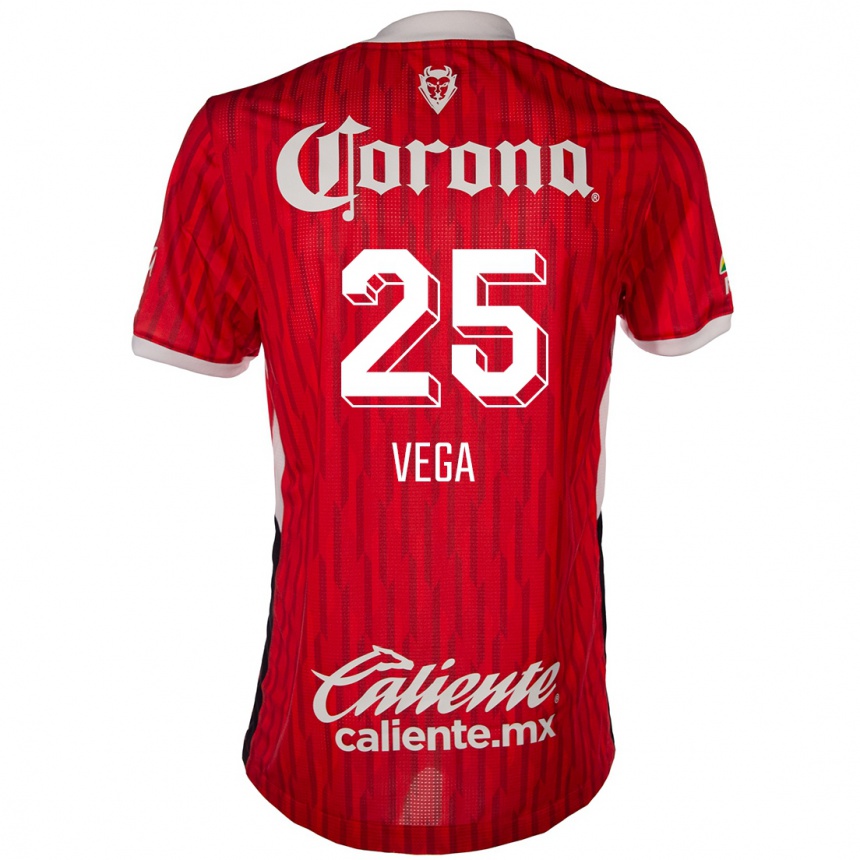 Niño Fútbol Camiseta Alexis Vega #25 Rojo Blanco 1ª Equipación 2024/25