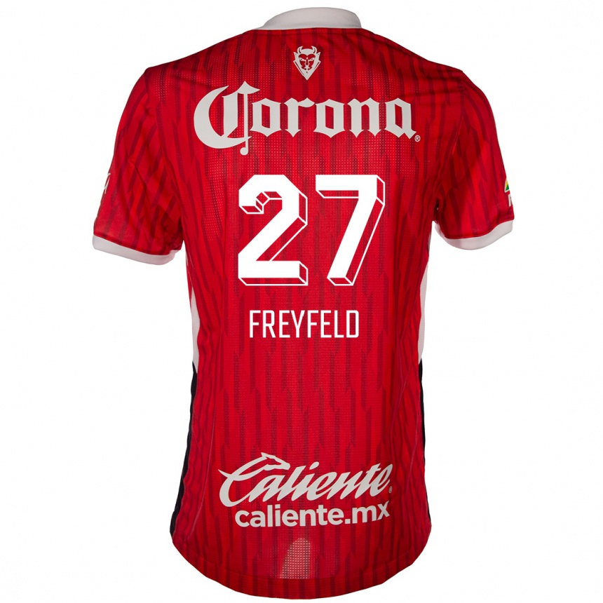 Niño Fútbol Camiseta Emiliano Freyfeld #27 Rojo Blanco 1ª Equipación 2024/25