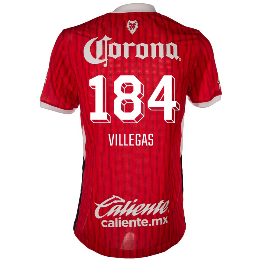 Niño Fútbol Camiseta Abraham Villegas #184 Rojo Blanco 1ª Equipación 2024/25