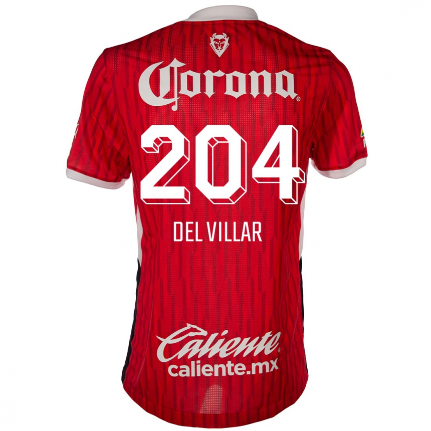 Niño Fútbol Camiseta Everardo Del Villar #204 Rojo Blanco 1ª Equipación 2024/25