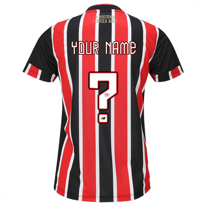 Niño Fútbol Camiseta Su Nombre #0 Negro Rojo Blanco 2ª Equipación 2024/25