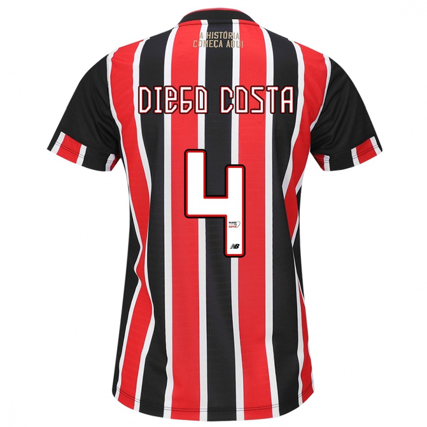 Niño Fútbol Camiseta Diego Costa #4 Negro Rojo Blanco 2ª Equipación 2024/25