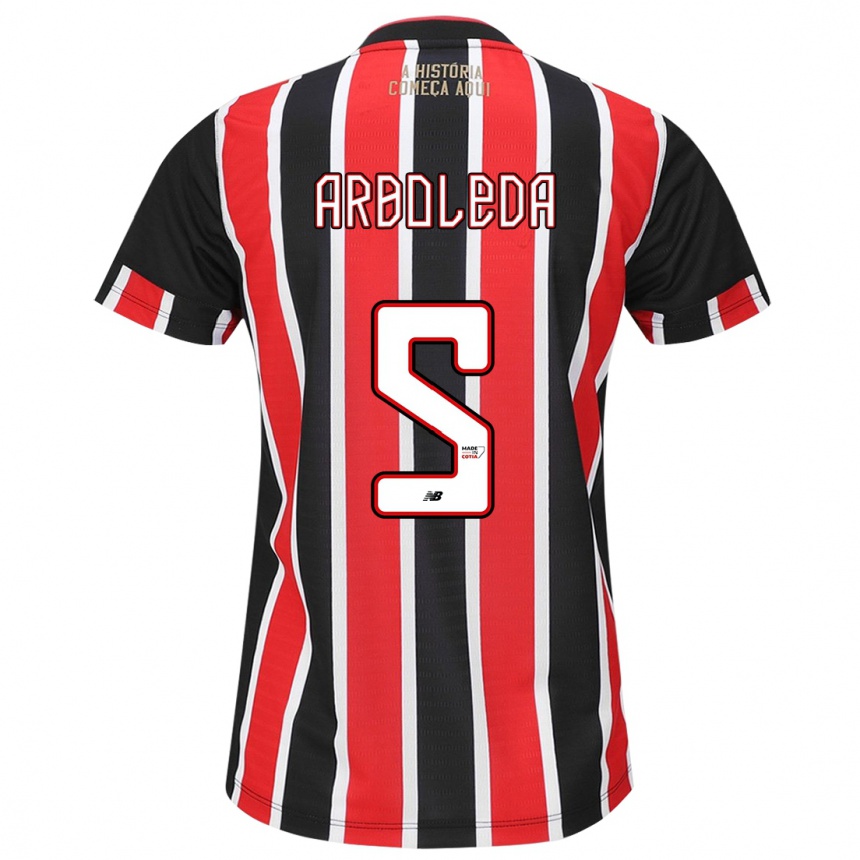 Niño Fútbol Camiseta Robert Arboleda #5 Negro Rojo Blanco 2ª Equipación 2024/25