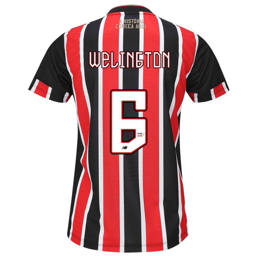 Niño Fútbol Camiseta Welington #6 Negro Rojo Blanco 2ª Equipación 2024/25