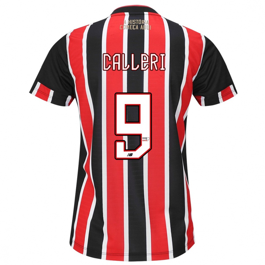 Niño Fútbol Camiseta Jonathan Calleri #9 Negro Rojo Blanco 2ª Equipación 2024/25