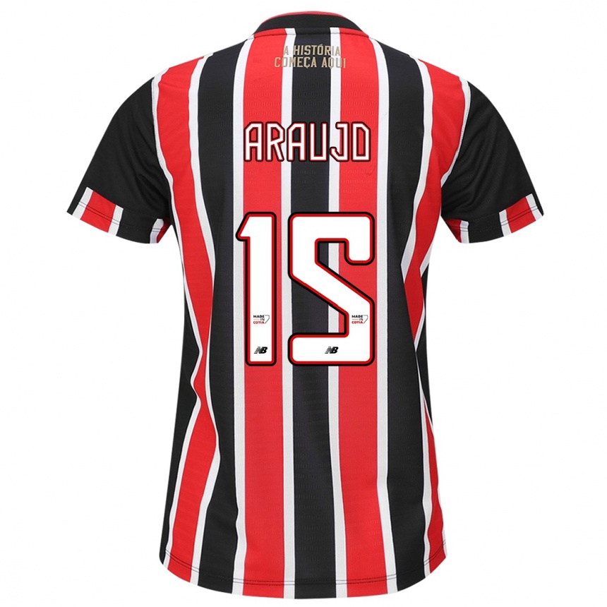 Niño Fútbol Camiseta Michel Araújo #15 Negro Rojo Blanco 2ª Equipación 2024/25