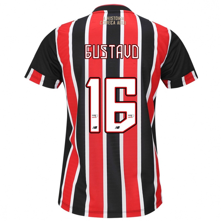 Niño Fútbol Camiseta Luiz Gustavo #16 Negro Rojo Blanco 2ª Equipación 2024/25