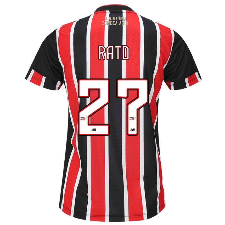 Niño Fútbol Camiseta Wellington Rato #27 Negro Rojo Blanco 2ª Equipación 2024/25