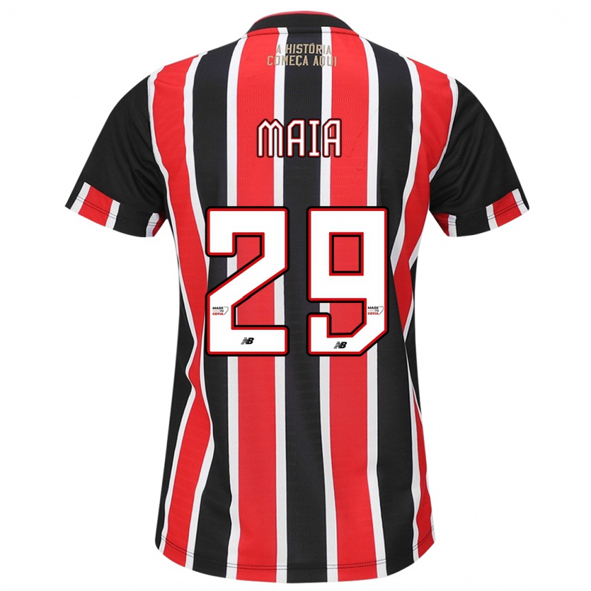 Niño Fútbol Camiseta Pablo Maia #29 Negro Rojo Blanco 2ª Equipación 2024/25