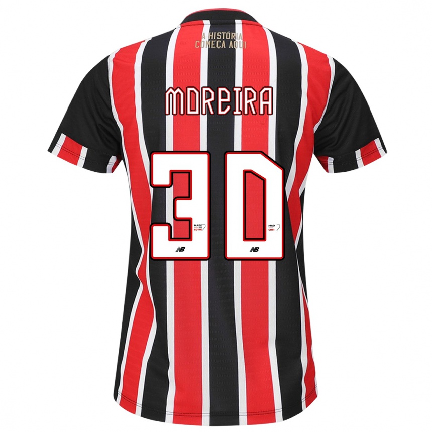 Niño Fútbol Camiseta João Moreira #30 Negro Rojo Blanco 2ª Equipación 2024/25